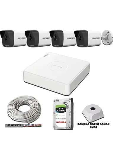 Hıkvısıon 4 Kameralı Colorvu 4mp Ip Kamera Seti 1440P Mikrofonlu