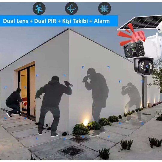 O-KAM PRO 3815 4g 6mp Dual Lens Solar Ptz Güneş Panelli Kamera