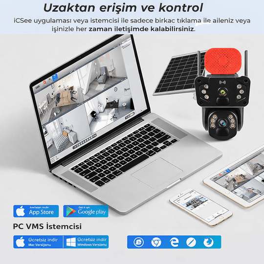 O-KAM PRO 3815 4g 6mp Dual Lens Solar Ptz Güneş Panelli Kamera