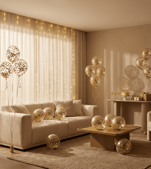 Parti Malzemeleri Doğum günü, Sevgililer Günü Özel Gün Hazırlık Seti, Perde Ledi 3x3 Metre + Parti Şeffaf Balon