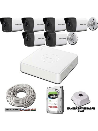 Hikvision 6 Kameralı 2mp Ip Kamera Seti 1080P Mikrofonlu 1tb HDD