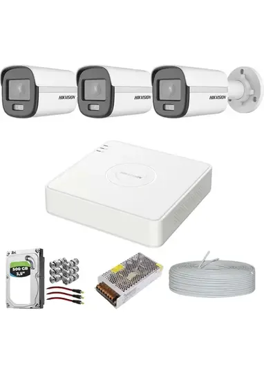 Colorvu Gece-Karanlıkta 7/24 Renkli 3 Kameralı Set 500GB HDD