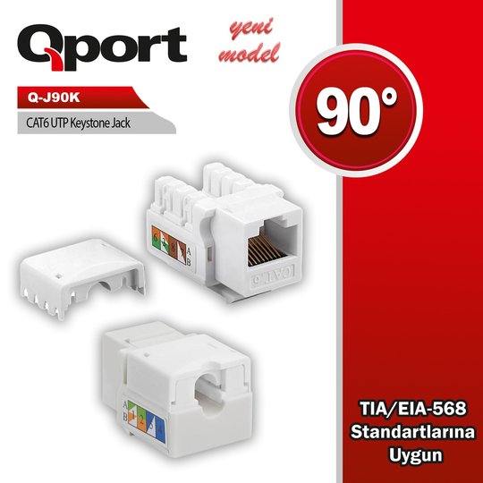 Qport Q-J90K Cat6 90 Derece Keystone Jack
