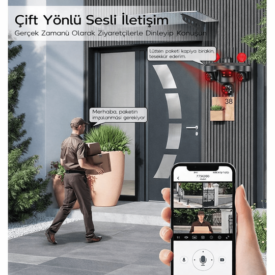 Yapay Zeka Destekli 6MP 3 Lensli PTZ WiFi Güvenlik Kamerası – 355° Hareketli, AI İnsan Takibi, Çift Yönlü Ses