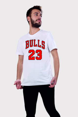 Erkek Beyaz V Yaka Chicago Bulls