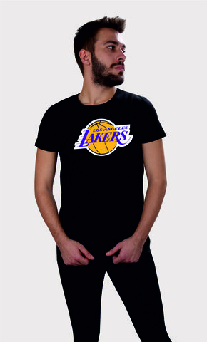 Erkek Siyah Bisiklet Yaka LosAngeles Lakers