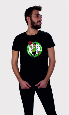 Erkek Siyah Bisiklet Yaka Tshirt