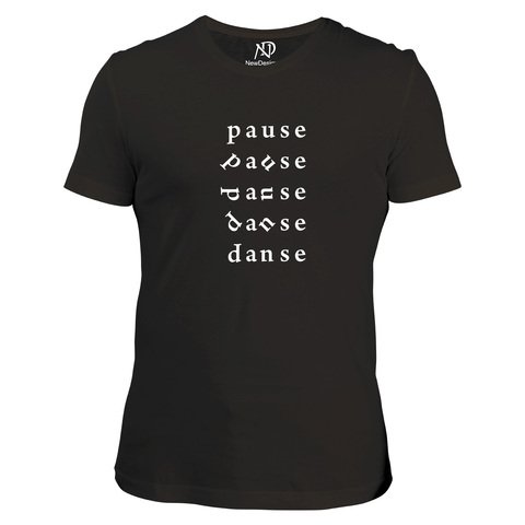 Erkek V Yaka Siyah Tshirt Pause Dance