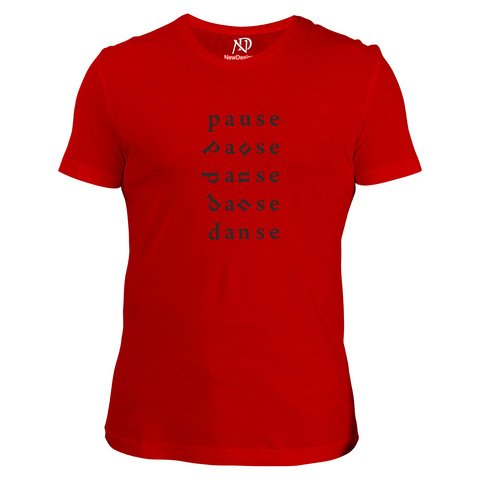 Erkek V Yaka Kırmızı Tshirt Pause Dance