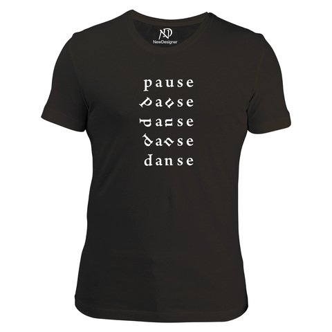 Erkek Bisiklet Yaka Siyah Tshirt Pause Dance