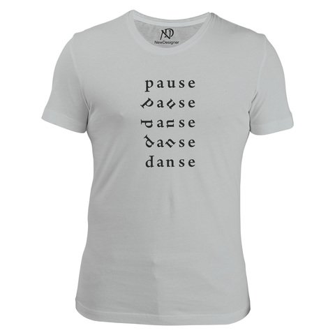 Erkek Bisiklet Yaka Gri Tshirt Pause Dance