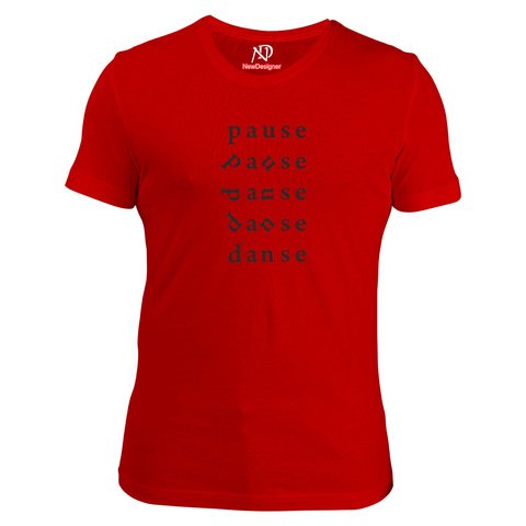 Erkek Bisiklet Yaka Kırmızı Tshirt Pause Dance