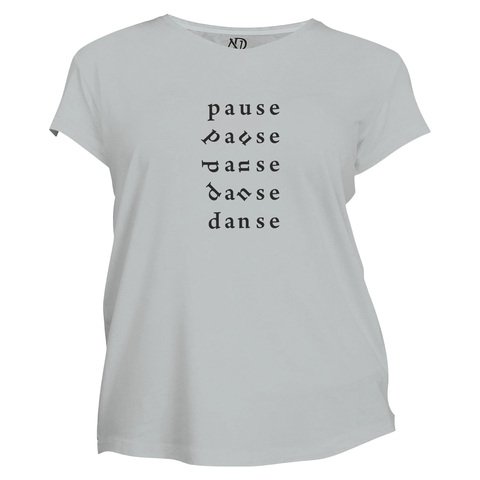 Kadın Bisiklet Yaka Gri Tshirt Pause Dance