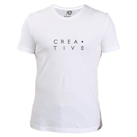 Erkek V Yaka Beyaz Tshirt Creatıve