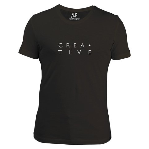 Erkek Bisiklet Yaka Siyah Tshirt Creatıve