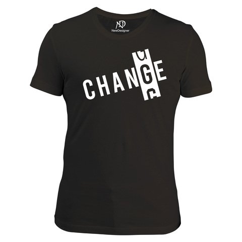 Erkek Bisiklet Yaka Siyah Tshirt Change