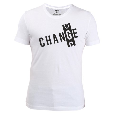 Erkek Bisiklet Yaka Beyaz Tshirt Change