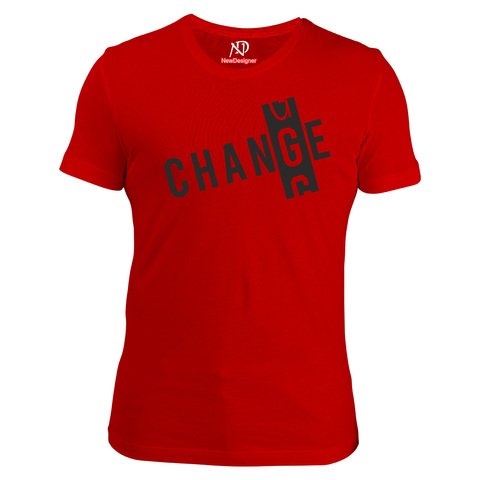 Erkek Bisiklet Yaka Kırmızı Tshirt Change