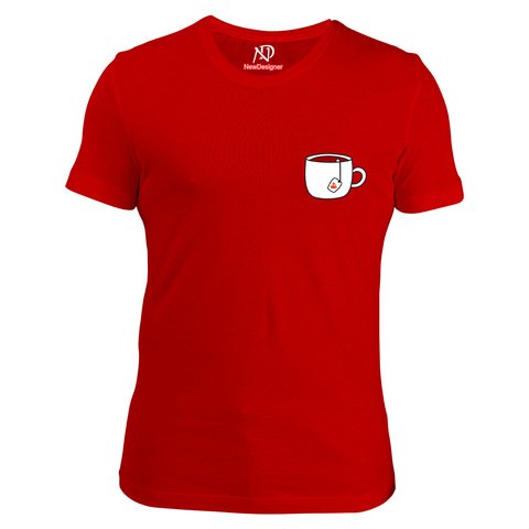 Erkek Bisiklet Yaka Kırmızı Tshirt Kalpli Çay Bardağı