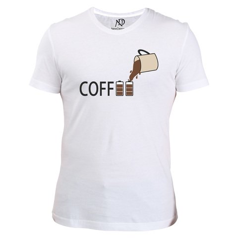 Erkek V Yaka Beyaz Tshirt Coffee Pil