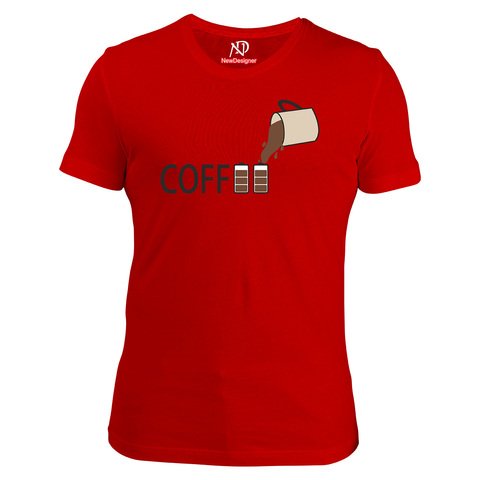 Erkek Bisiklet Yaka Kırmızı Tshirt Coffee Pil