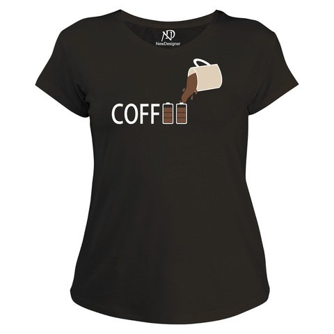 Kadın V Yaka Siyah Tshirt Coffee Pil