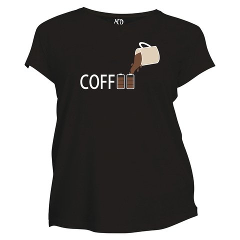 Kadın Bisiklet Yaka Siyah Tshirt Coffee Pil