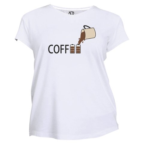 Kadın Bisiklet Yaka Beyaz Tshirt Coffee Pil