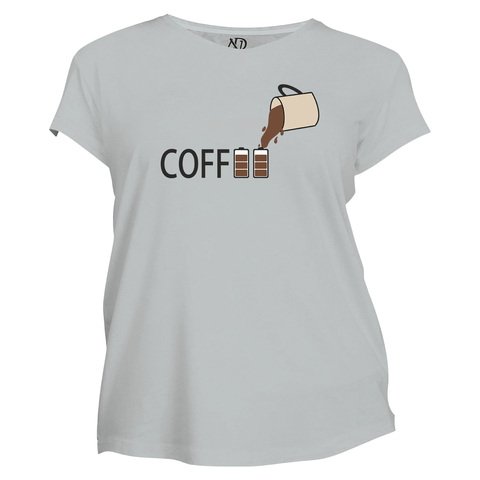 Kadın Bisiklet Yaka Gri Tshirt Coffee Pil