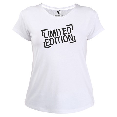 Kadın V Yaka Beyaz Tshirt Limited Edition
