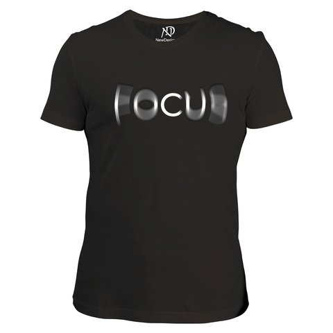 Erkek V Yaka Siyah Tshirt Yansımalı Focus