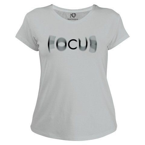 Kadın V Yaka Gri Tshirt Yansımalı Focus