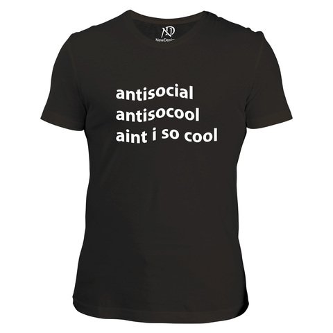 Erkek V Yaka Siyah Tshirt Antisocial