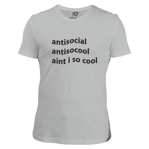 Erkek V Yaka Gri Tshirt Antisocial