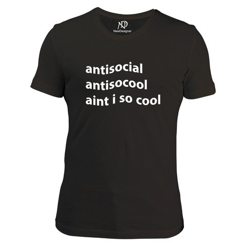 Erkek Bisiklet Yaka Siyah Tshirt Antisocial