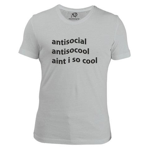 Erkek Bisiklet Yaka Gri Tshirt Antisocial