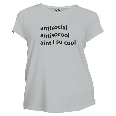 Kadın Bisiklet Yaka Gri Tshirt Antisocial