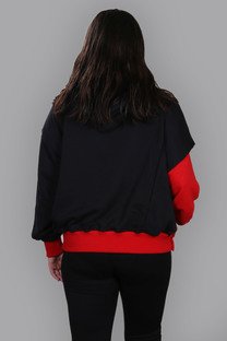 Siyah/Kırmızı Baskılı Yandan Kapama Detaylı Sweatshirt