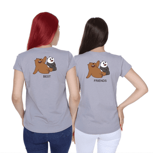 Kadın Gri Best Freinds Bisiklet Yaka Tshirt