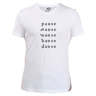 Erkek V Yaka Beyaz Tshirt Pause Dance