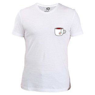 Erkek V Yaka Beyaz Tshirt Kalpli Çay Bardağı