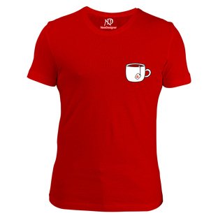 Erkek Bisiklet Yaka Kırmızı Tshirt Kalpli Çay Bardağı