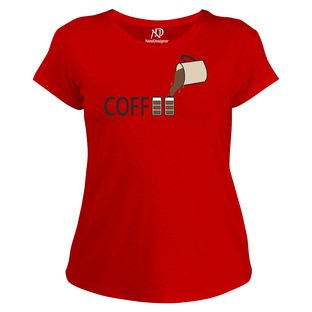 Kadın V Yaka Kırmızı Tshirt Coffee Pil