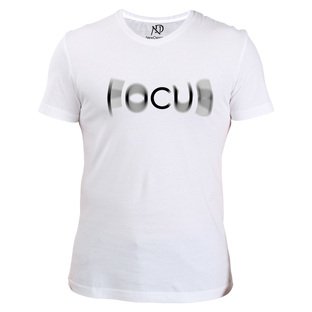 Erkek V Yaka Beyaz Tshirt Yansımalı Focus