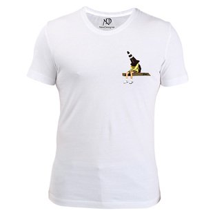 Erkek Bisiklet Yaka Beyaz Tshirt Oturan Duba