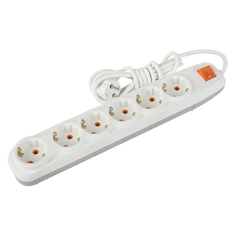 6'Lı Topraklı Anahtarlı Grup Priz 2 m 6'Lı Topraklı Anahtarlı Grup Priz 2 m