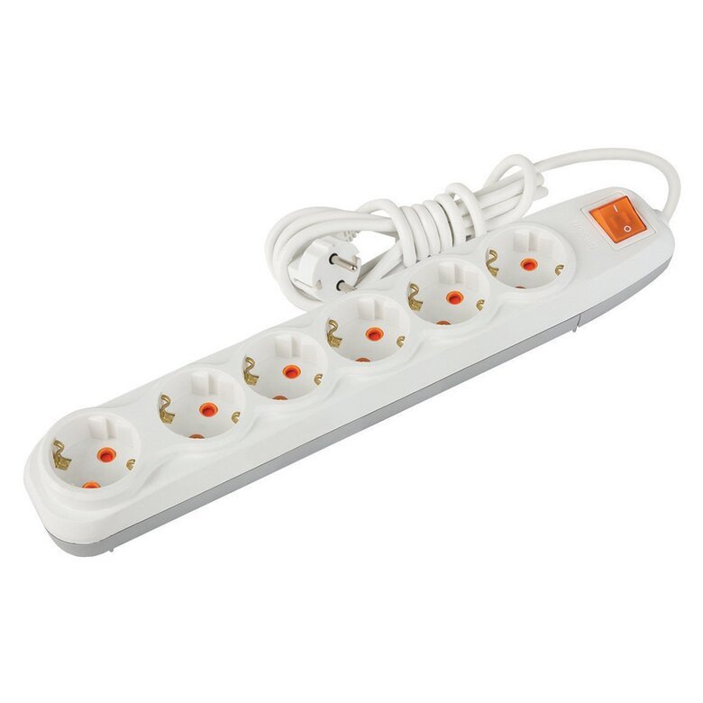 6'Lı Çocuk Korumalı Topraklı Anahtarlı Grup Priz 2 m 6'Lı Çocuk Korumalı Topraklı Anahtarlı Grup Priz 2 m