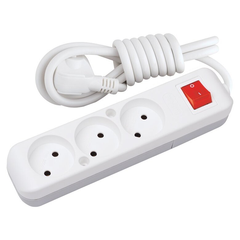 3'LÜ TOPRAKSıZ Anahtarlı Grup Priz 2 m 3'LÜ TOPRAKSıZ Anahtarlı Grup Priz 2 m