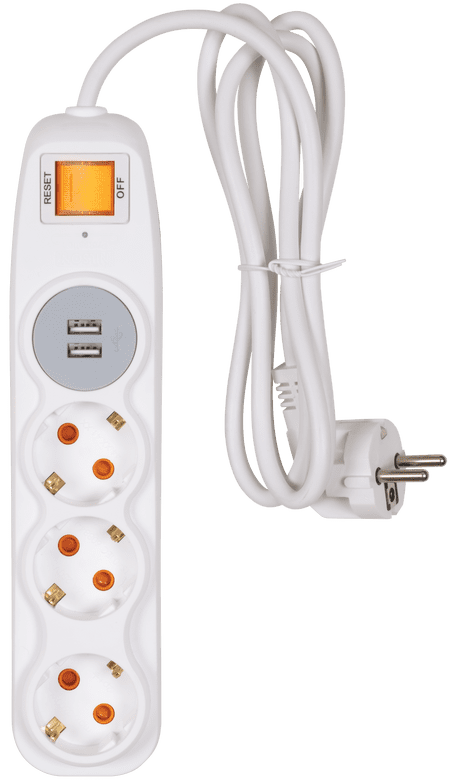 3’lü Akım Korumalı, Çocuk Korumalı, Anahtarlı 2xUSB Grup Priz 1.5 m 3’lü Akım Korumalı, Çocuk Korumalı, Anahtarlı 2xUSB Grup Priz 1.5 m