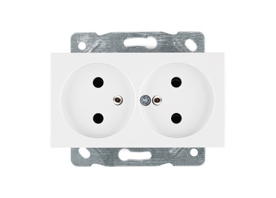 Selene Natürel Mekanizma Kapak İkili UPS Priz (Fransız Tipi) (mekanizma+kapak) Beyaz